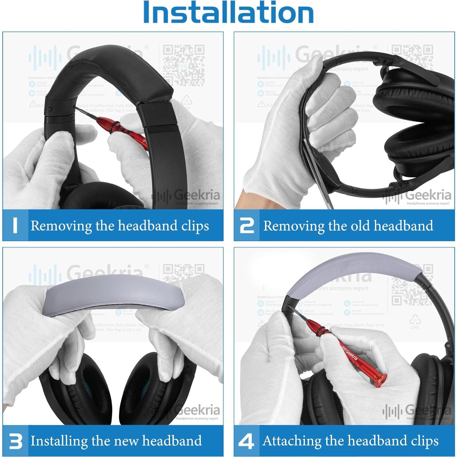 Almohadilla de Banda de Cabeza Geekria para Bose QC35 II - Gris