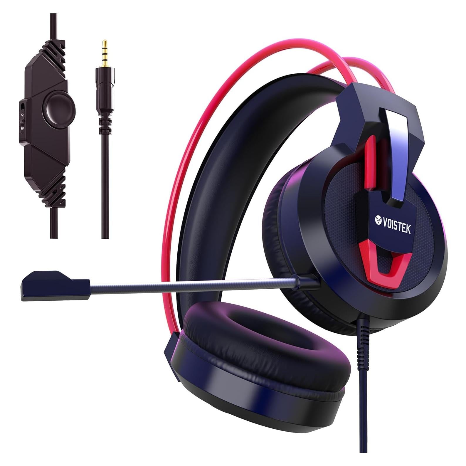 Auriculares Gaming Voistek V9 Rojo con Micrófono 50mm