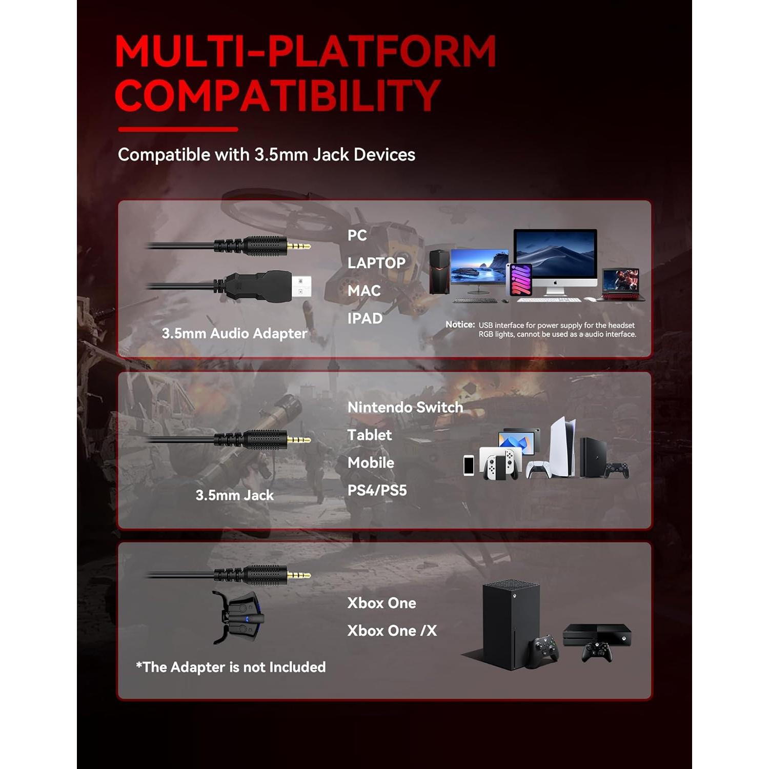 Auriculares Gaming Voistek V9 Rojo con Micrófono 50mm