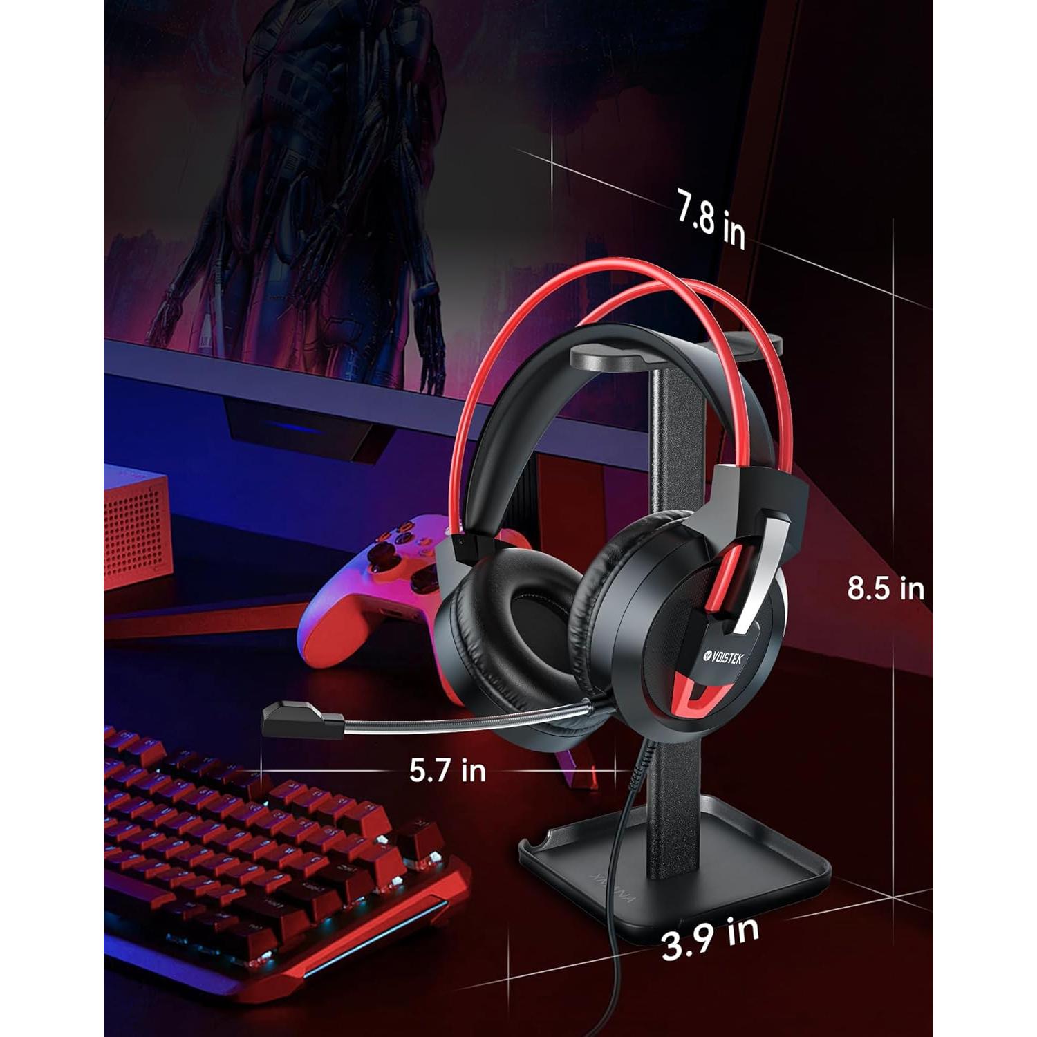 Auriculares Gaming Voistek V9 Rojo con Micrófono 50mm