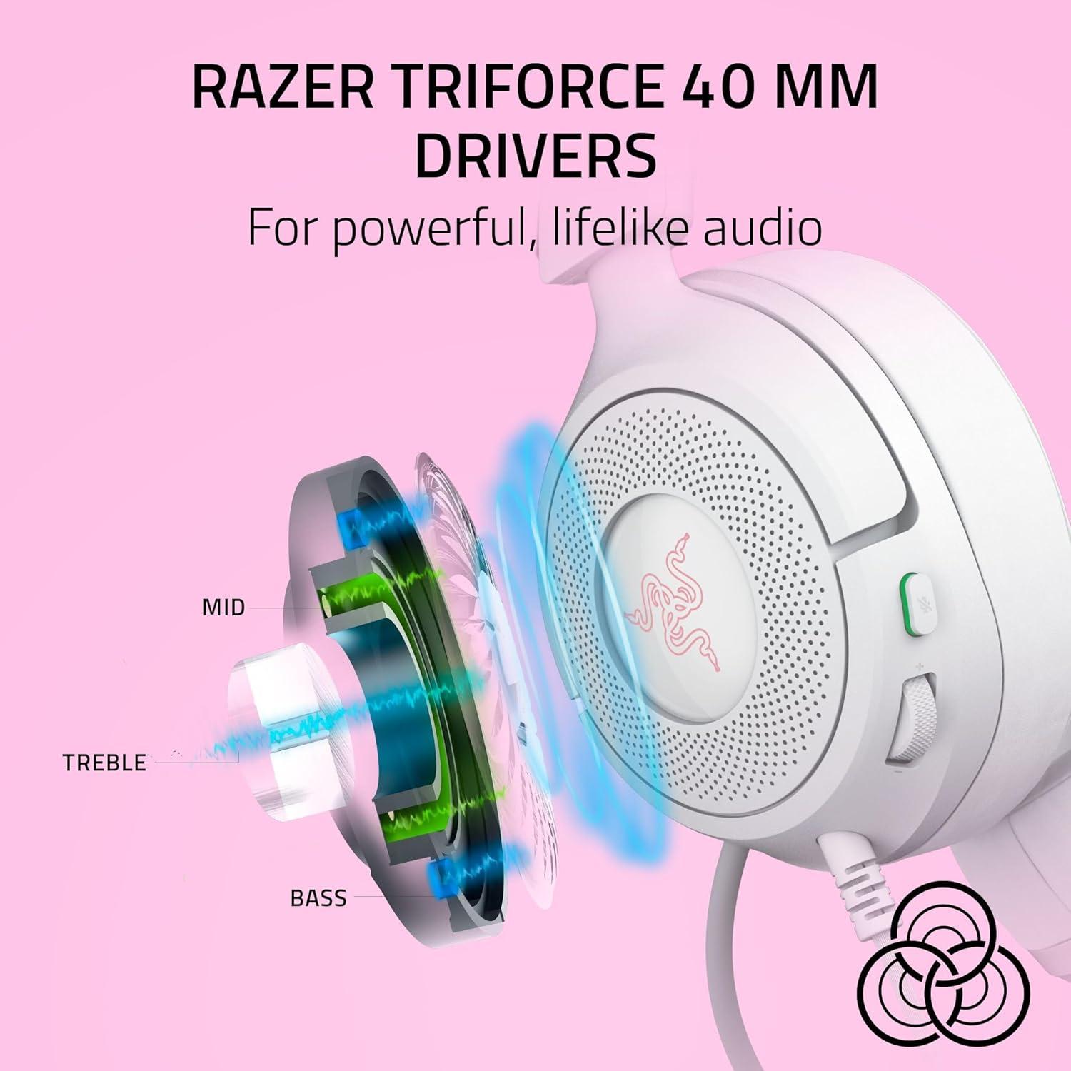 Auriculares Gaming Razer Kraken Kitty V3 X - Sonido 7.1, Blanco