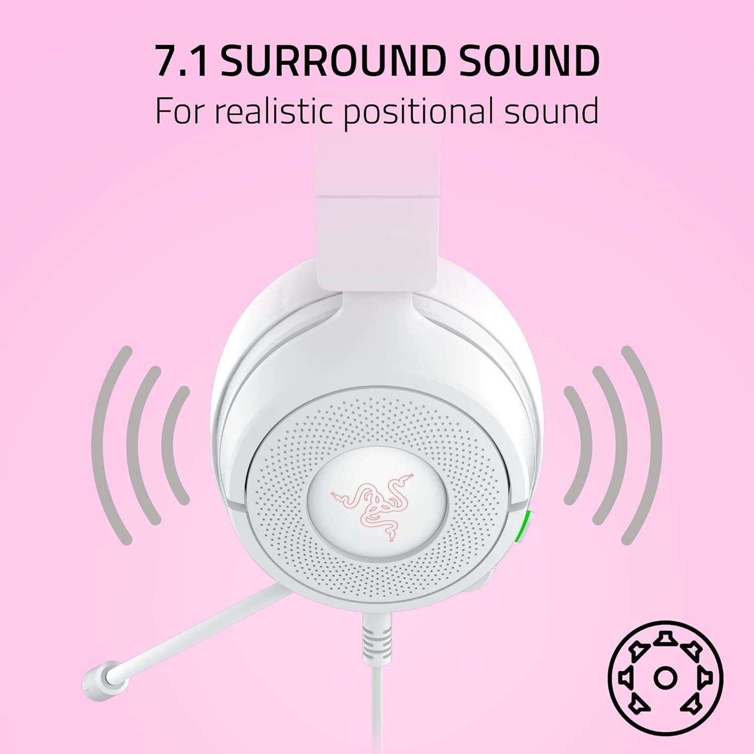 Auriculares Gaming Razer Kraken Kitty V3 X - Sonido 7.1, Blanco