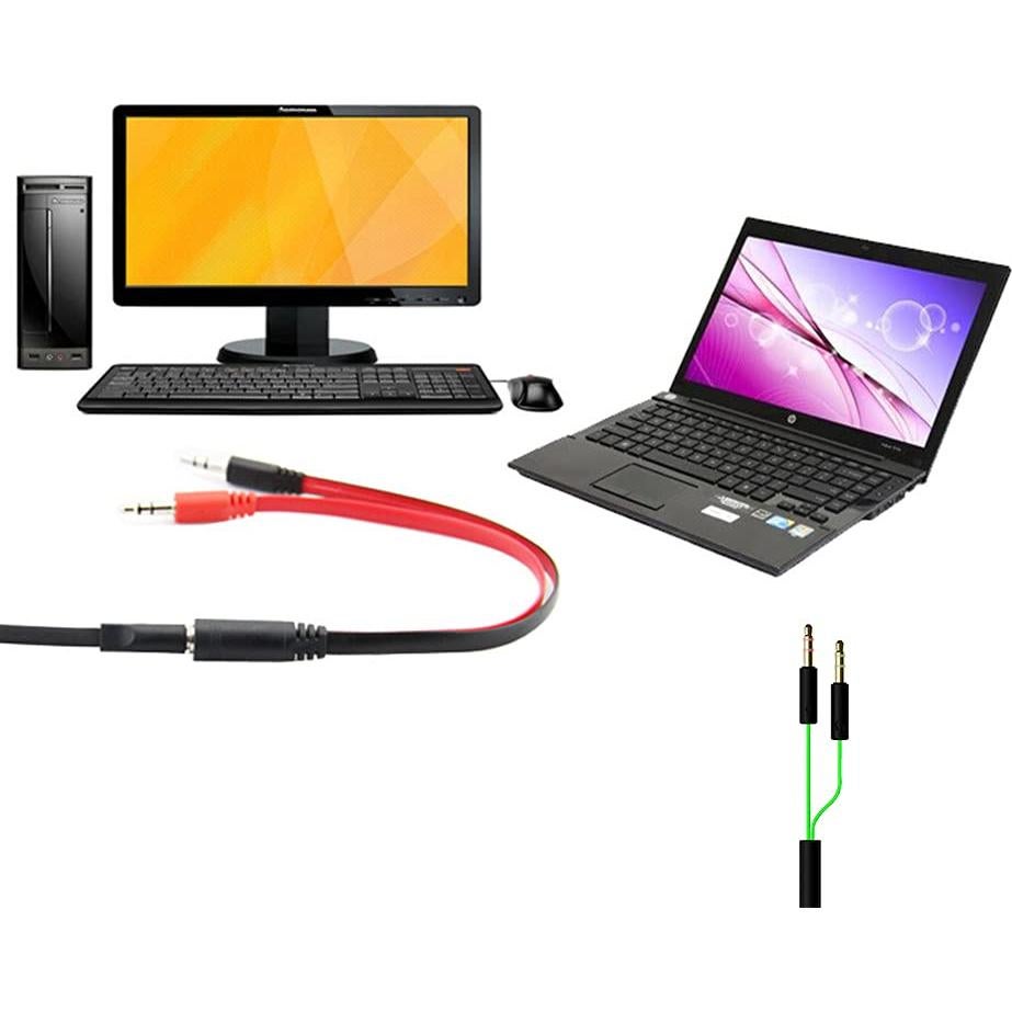 Cable Divisor de Auriculares 3.5mm BUTIAO Y Verde 11.43cm