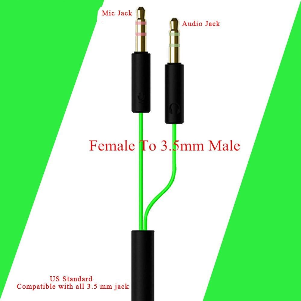 Cable Divisor de Auriculares 3.5mm BUTIAO Y Verde 11.43cm