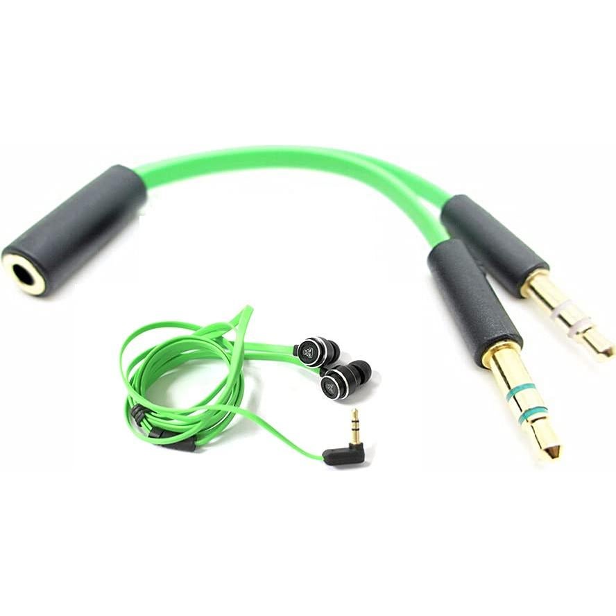 Cable Divisor de Auriculares 3.5mm BUTIAO Y Verde 11.43cm