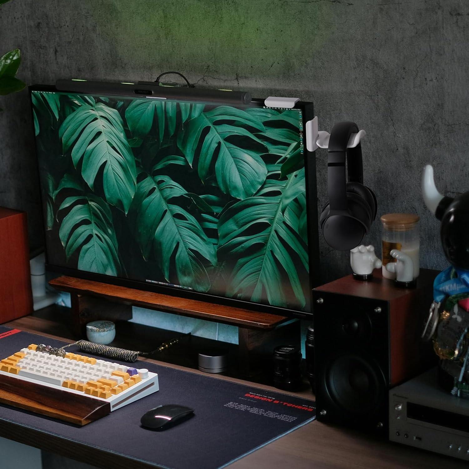 Soporte para Auriculares GEEKRIA Montado en Pantalla Blanco