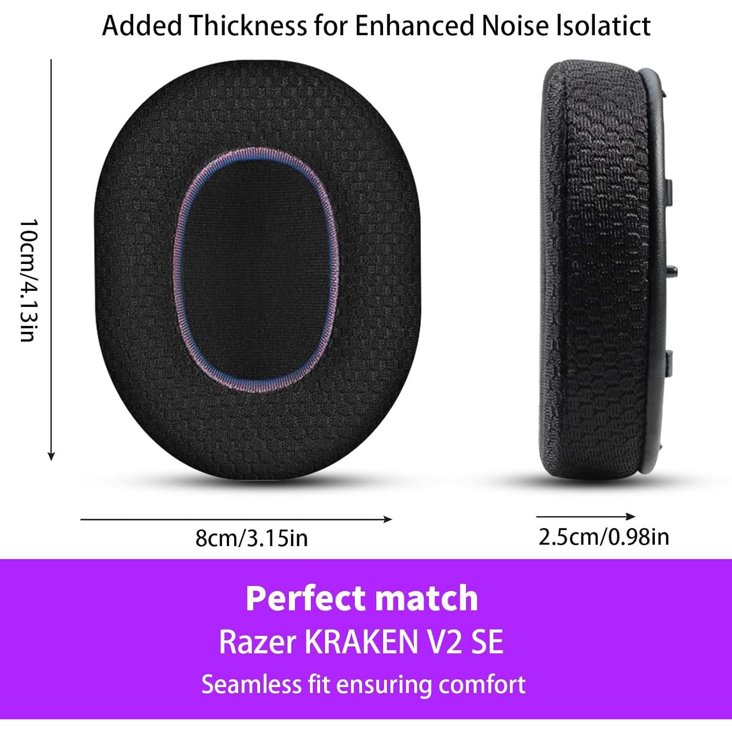 Almohadillas de Repuesto Jomwag Malla Transpirable para Razer Kraken V2 SE