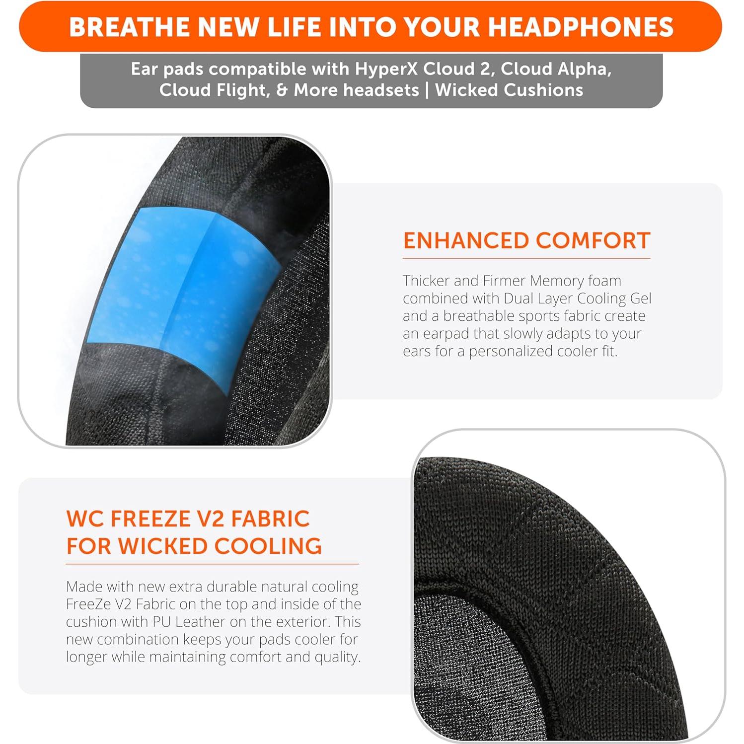 Almohadillas de Gel Enfriamiento WC Freeze V2 para HyperX Cloud