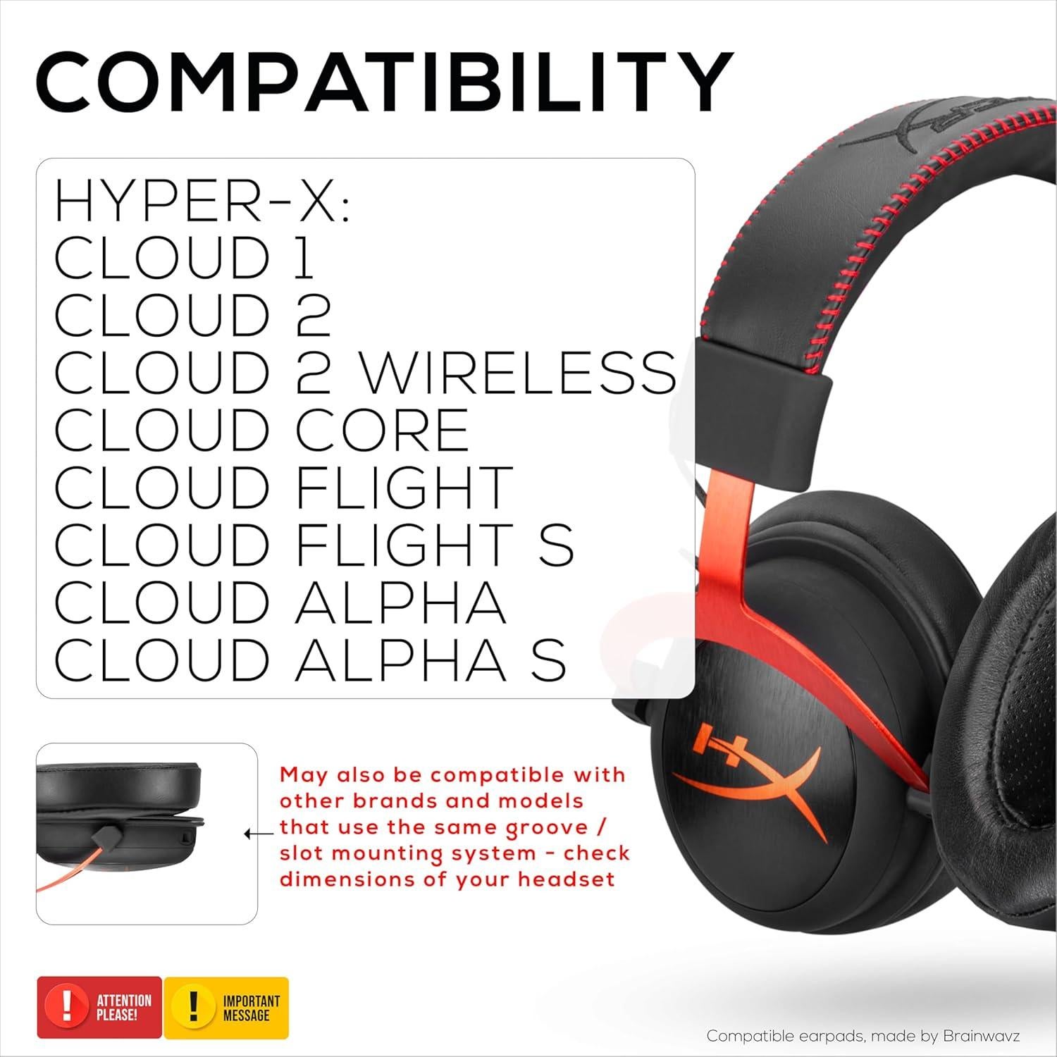 Almohadillas de Gel para Auriculares HyperX Cloud - Brainwavz