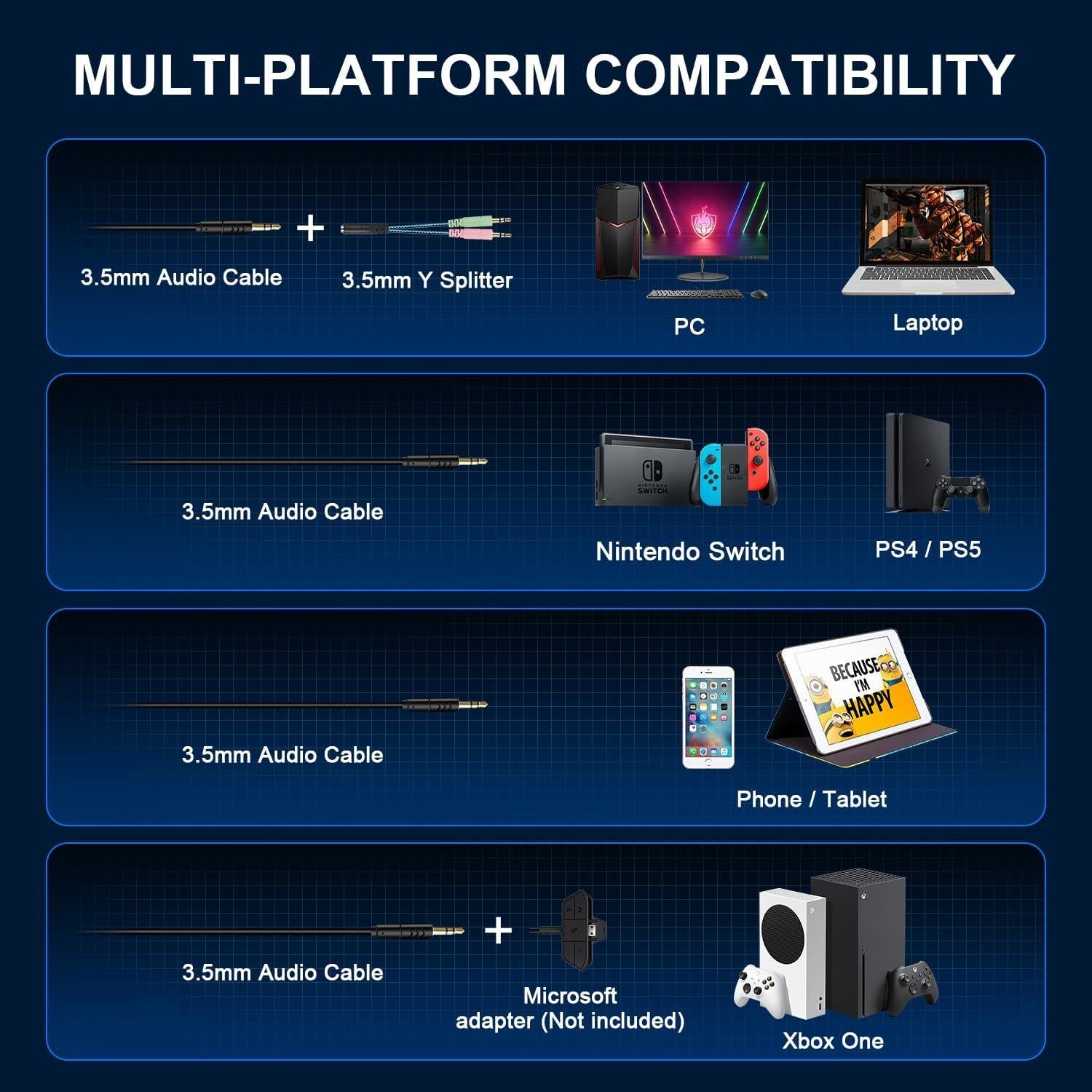 Auriculares Gaming YOTMS H-7 con Sonido 7.1 y Micrófono