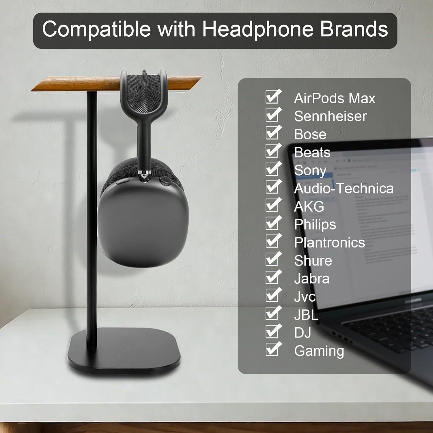 Soporte para Auriculares GEVO de Madera de Nogal y Aluminio