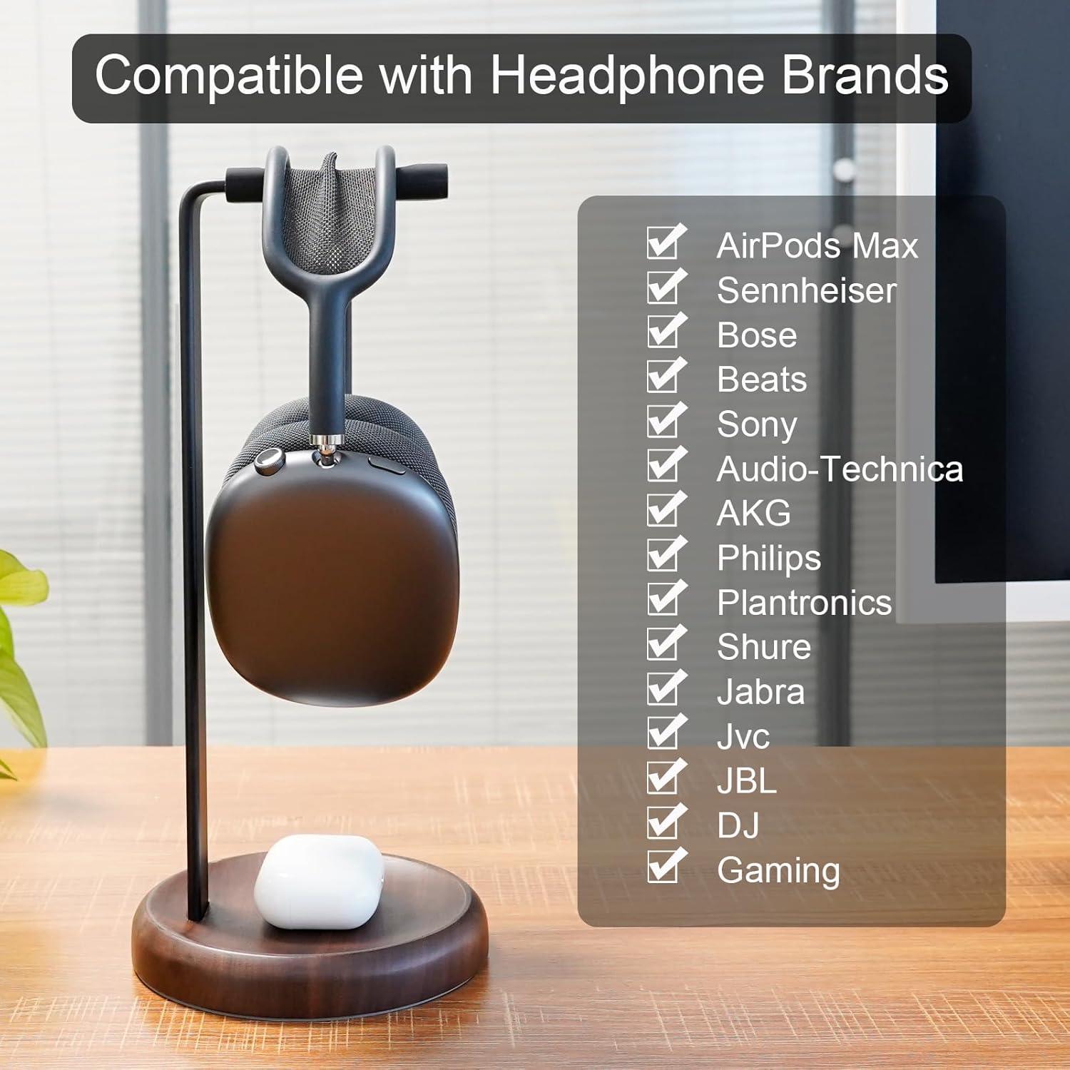 Soporte para Auriculares GEVO de Madera y Aluminio Universal