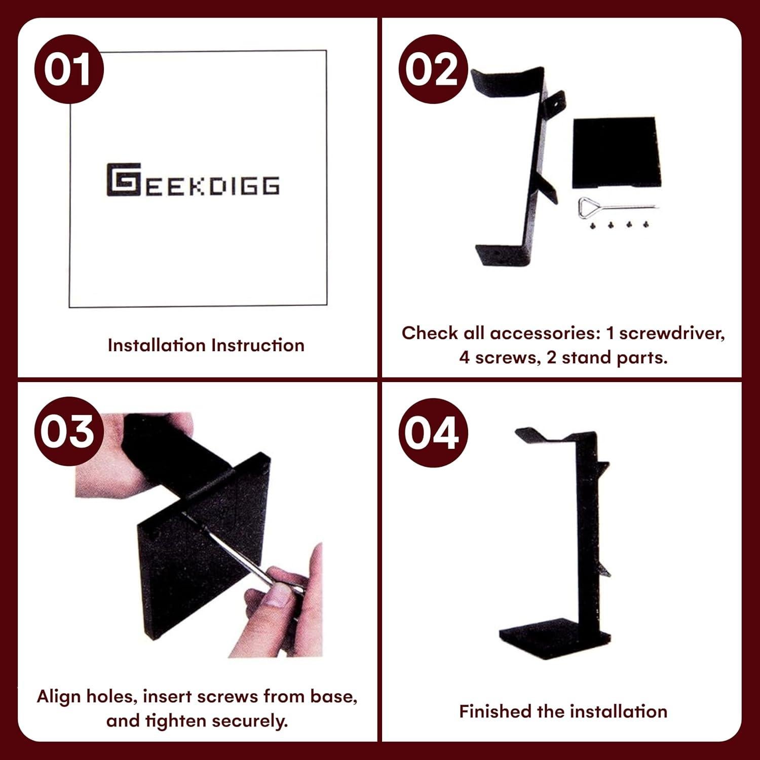 Soporte para Auriculares GeekDigg Transparente 2 en 1 con Organizador de Cables