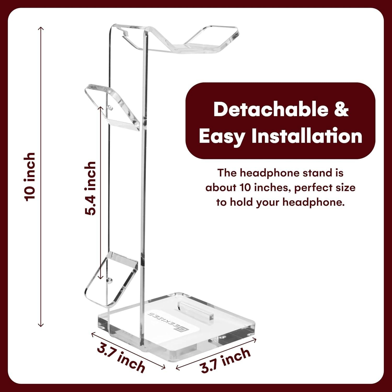 Soporte para Auriculares GeekDigg Transparente 2 en 1 con Organizador de Cables
