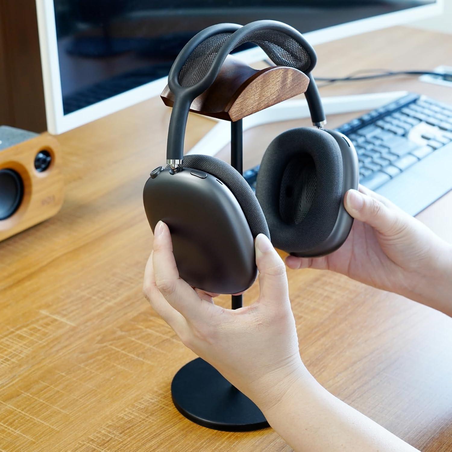 Soporte para Auriculares GEVO de Madera de Nogal y Aluminio