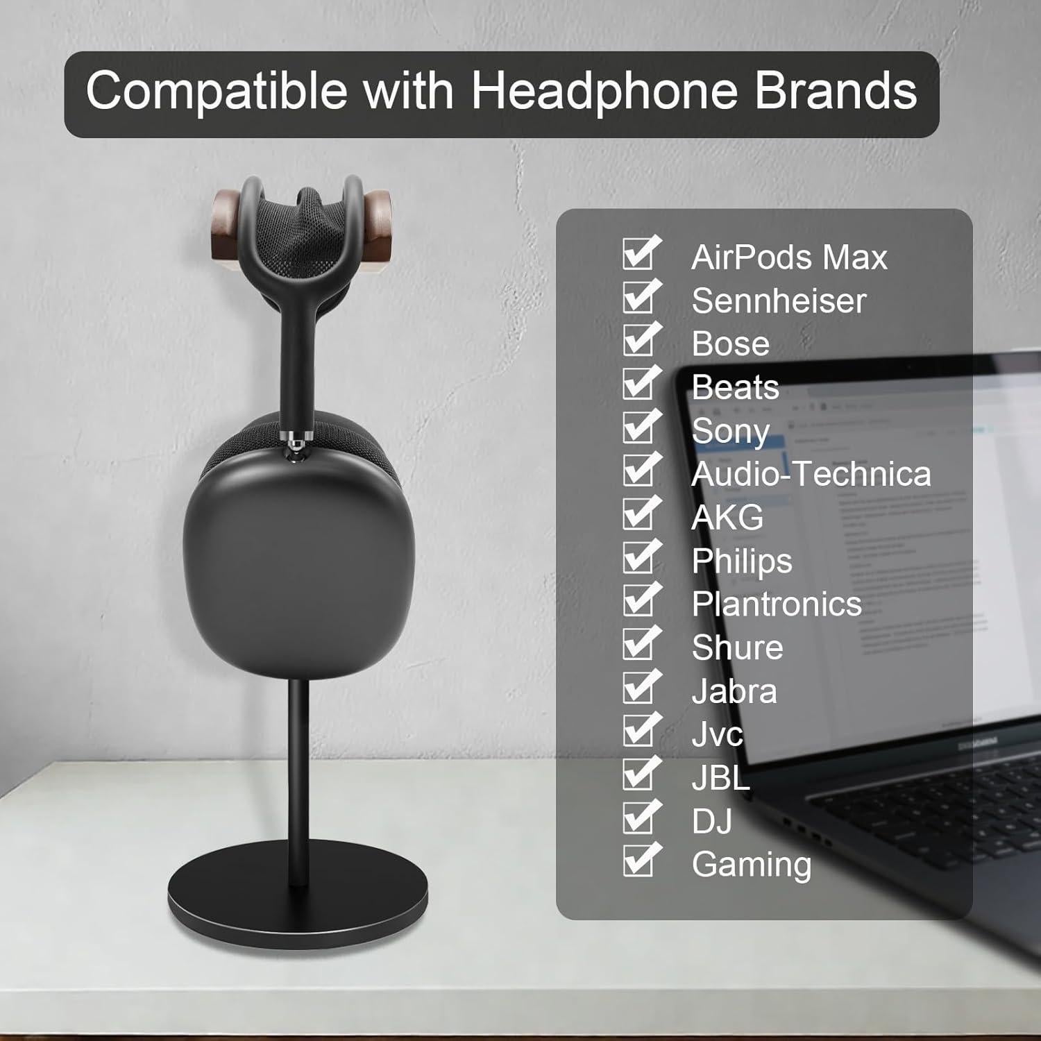 Soporte para Auriculares GEVO de Madera de Nogal y Aluminio