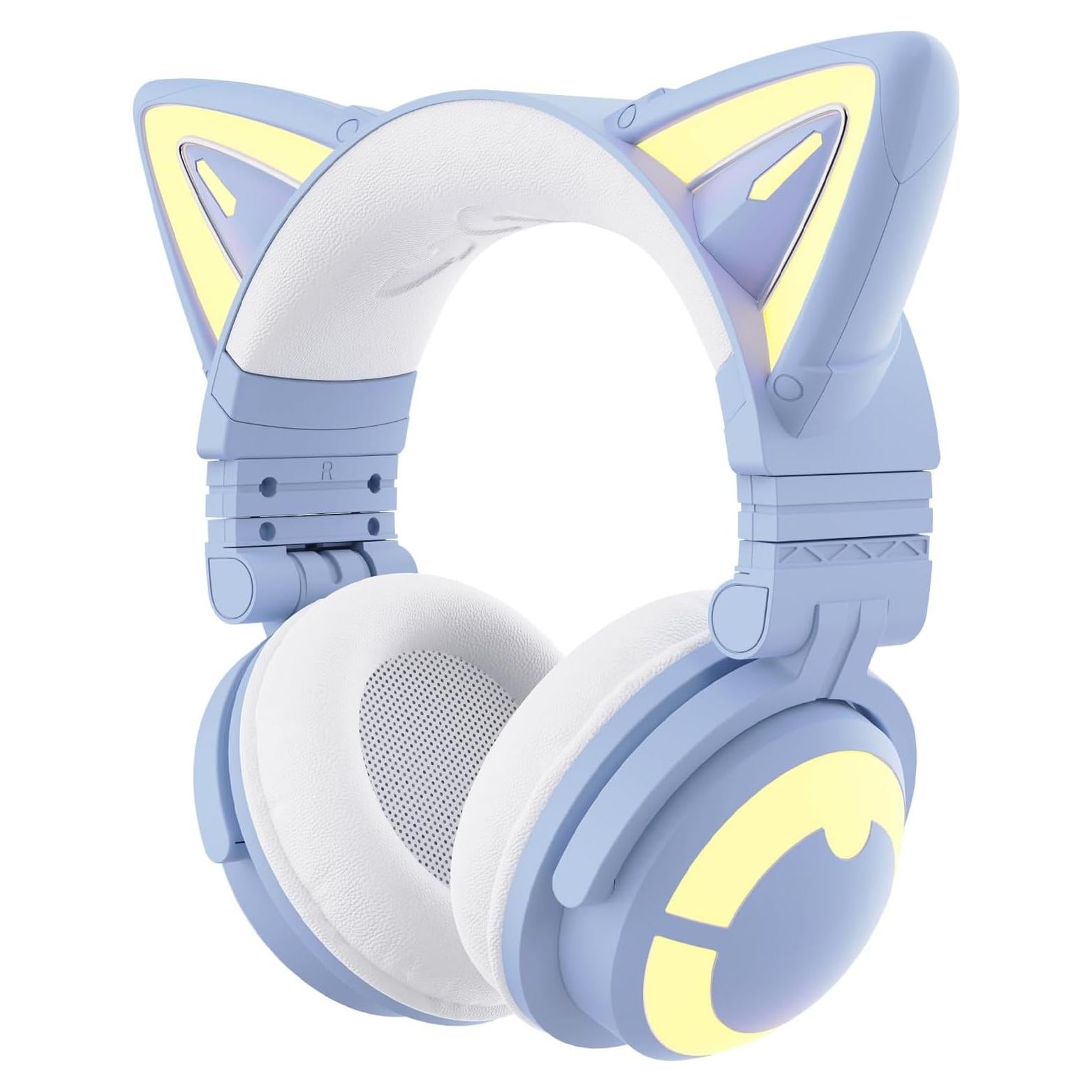 Auriculares Yowu CE Azul con Orejas de Gato y RGB