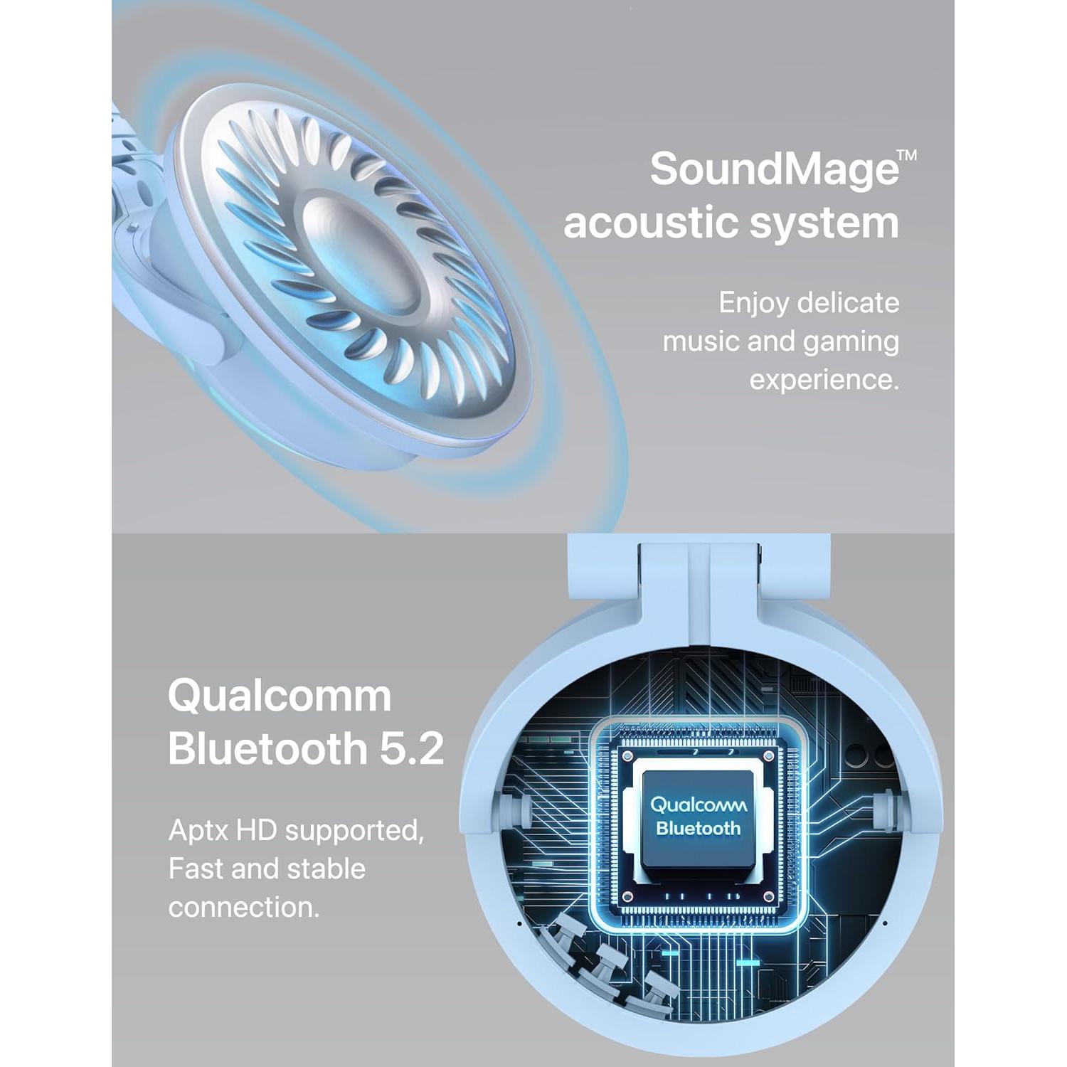 Auriculares Yowu CE Azul con Orejas de Gato y RGB