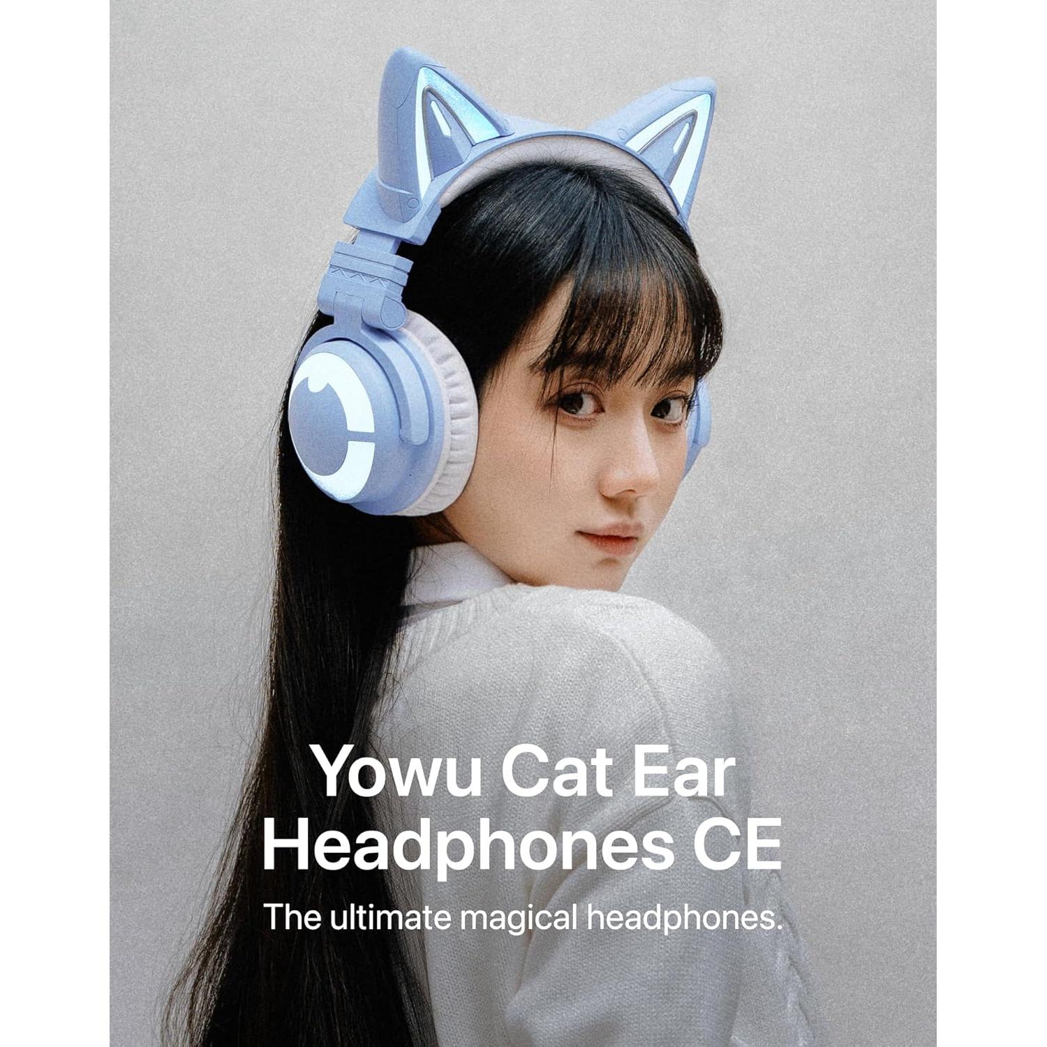 Auriculares Yowu CE Azul con Orejas de Gato y RGB