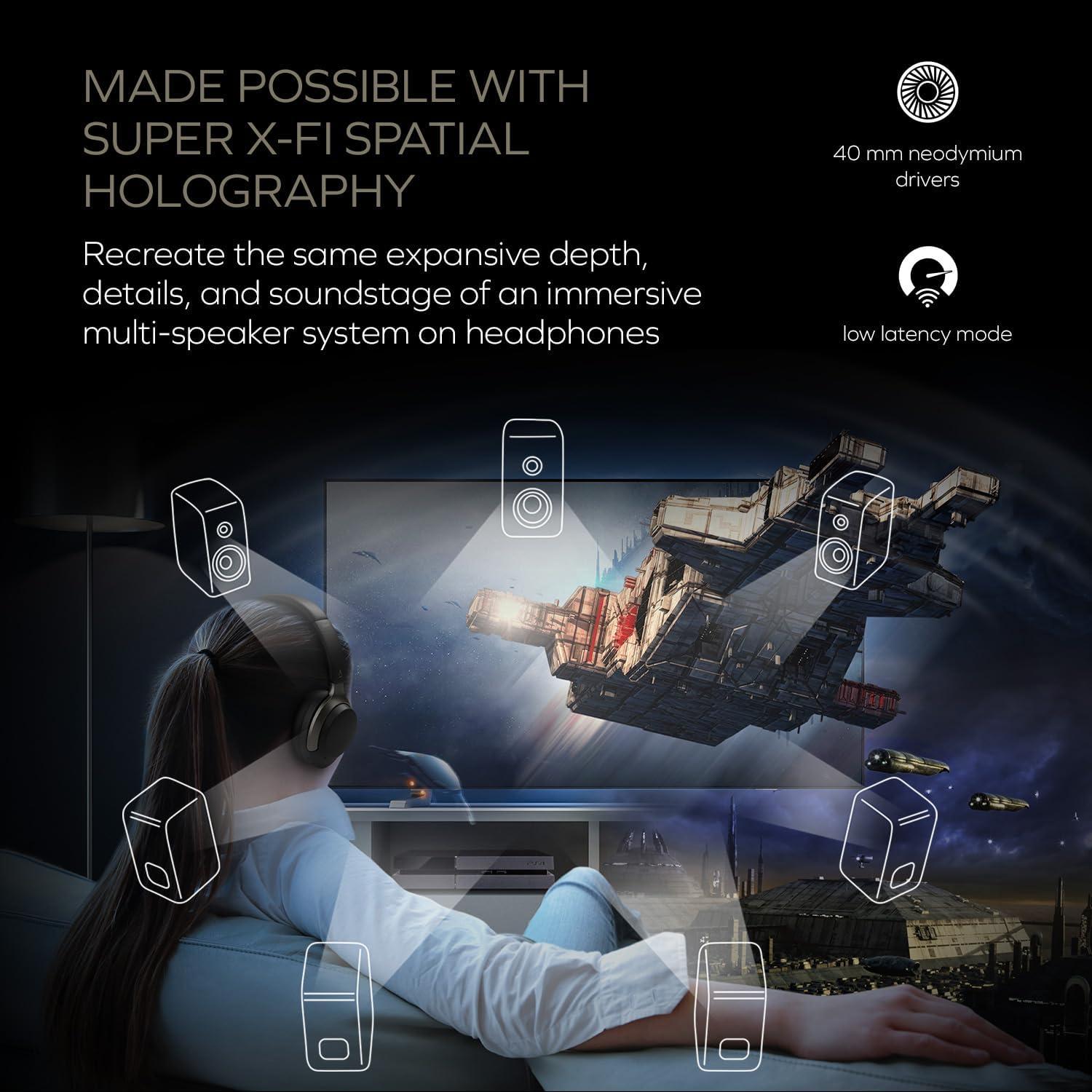 Auriculares Inalámbricos Creative Zen Hybrid SXFI - ANC, 70h, Negro