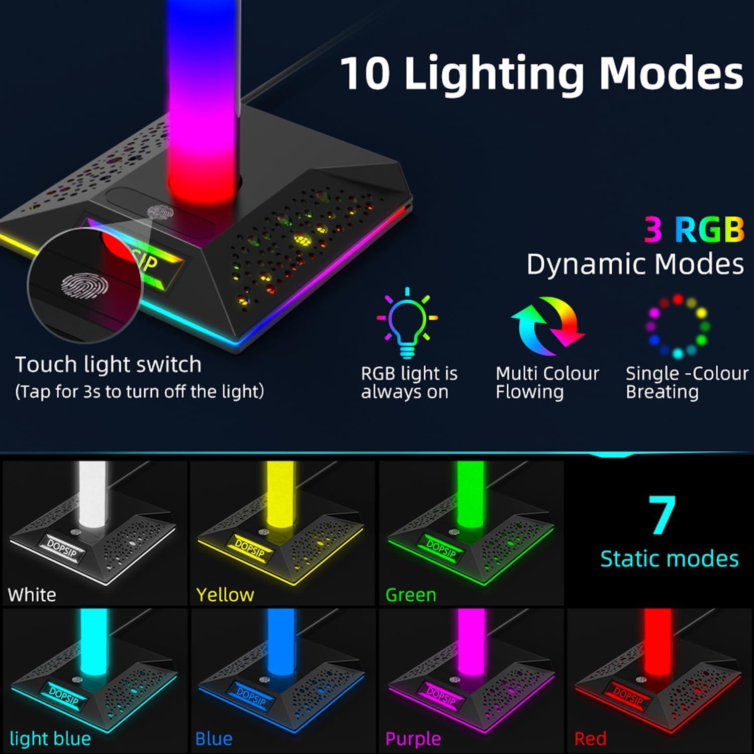 Soporte para Auriculares Gaming ZNikoyidy con RGB y 2 USB