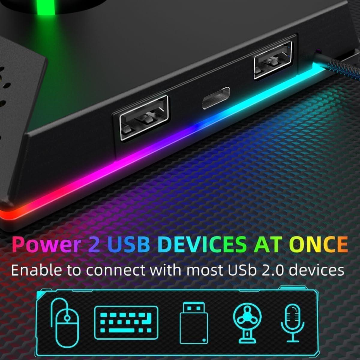 Soporte para Auriculares Gaming ZNikoyidy con RGB y 2 USB