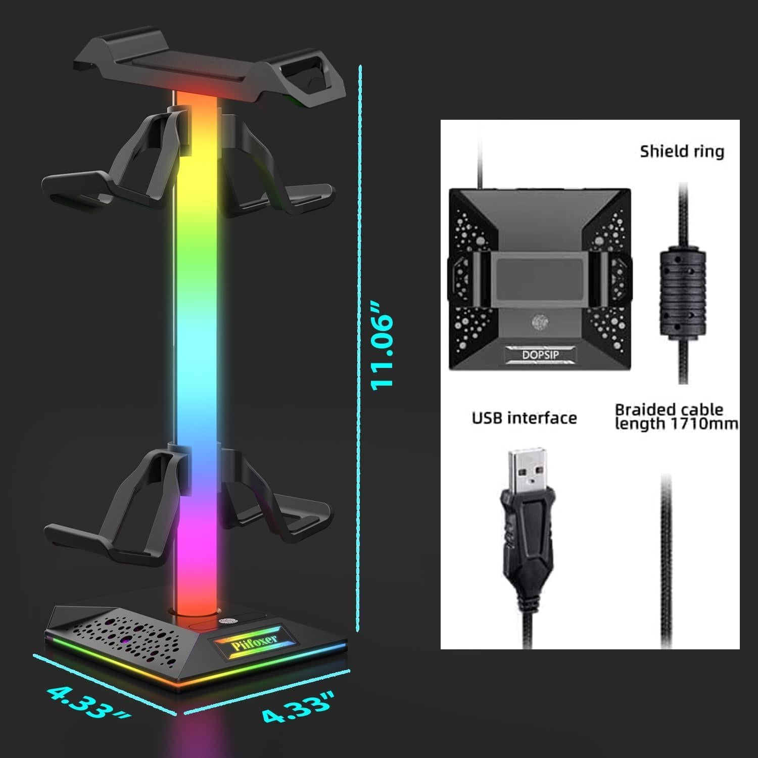 Soporte para Auriculares Gaming ZNikoyidy con RGB y 2 USB
