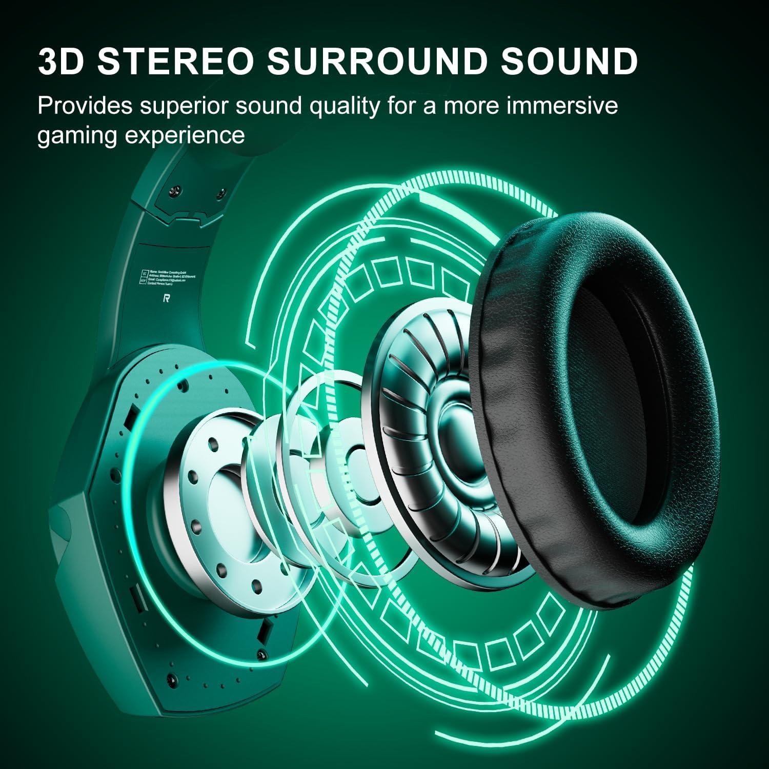 Auriculares Gaming YOTMS H-4 Verde 7.1 PS5 PS4 PC