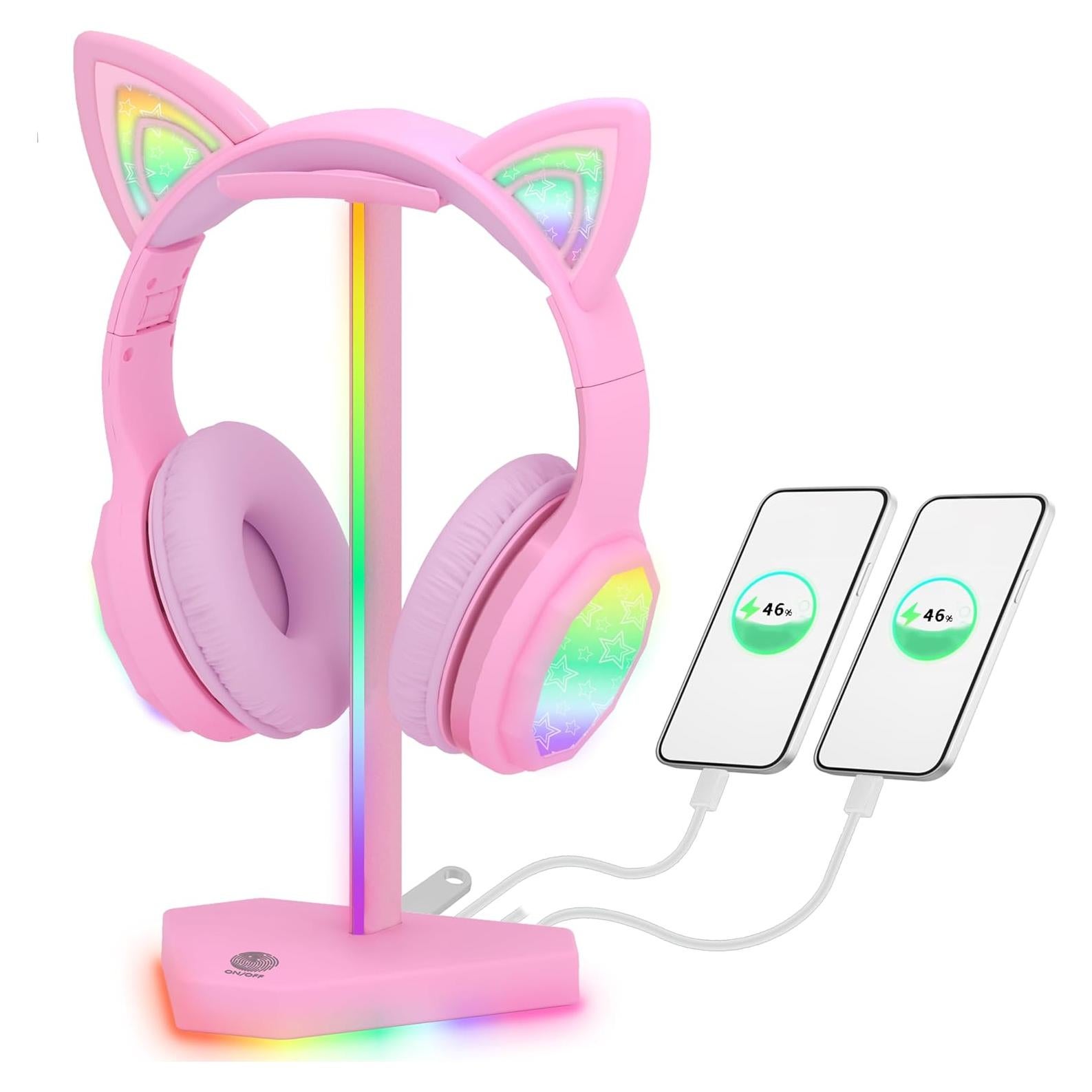Soporte para Auriculares RGB Dongguan HS01 con 1 USB-C y 3 Tipo-C