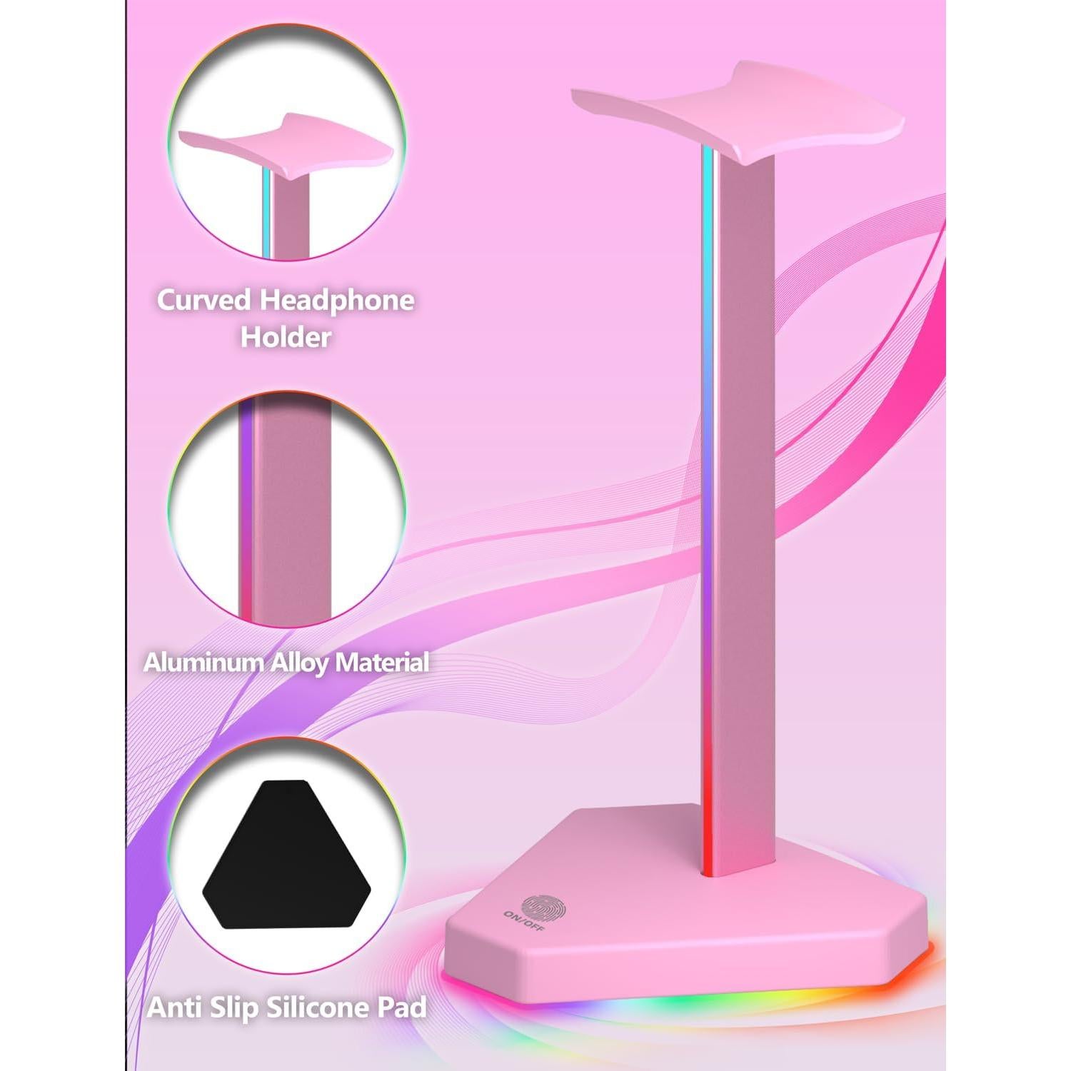 Soporte para Auriculares RGB Dongguan HS01 con 1 USB-C y 3 Tipo-C