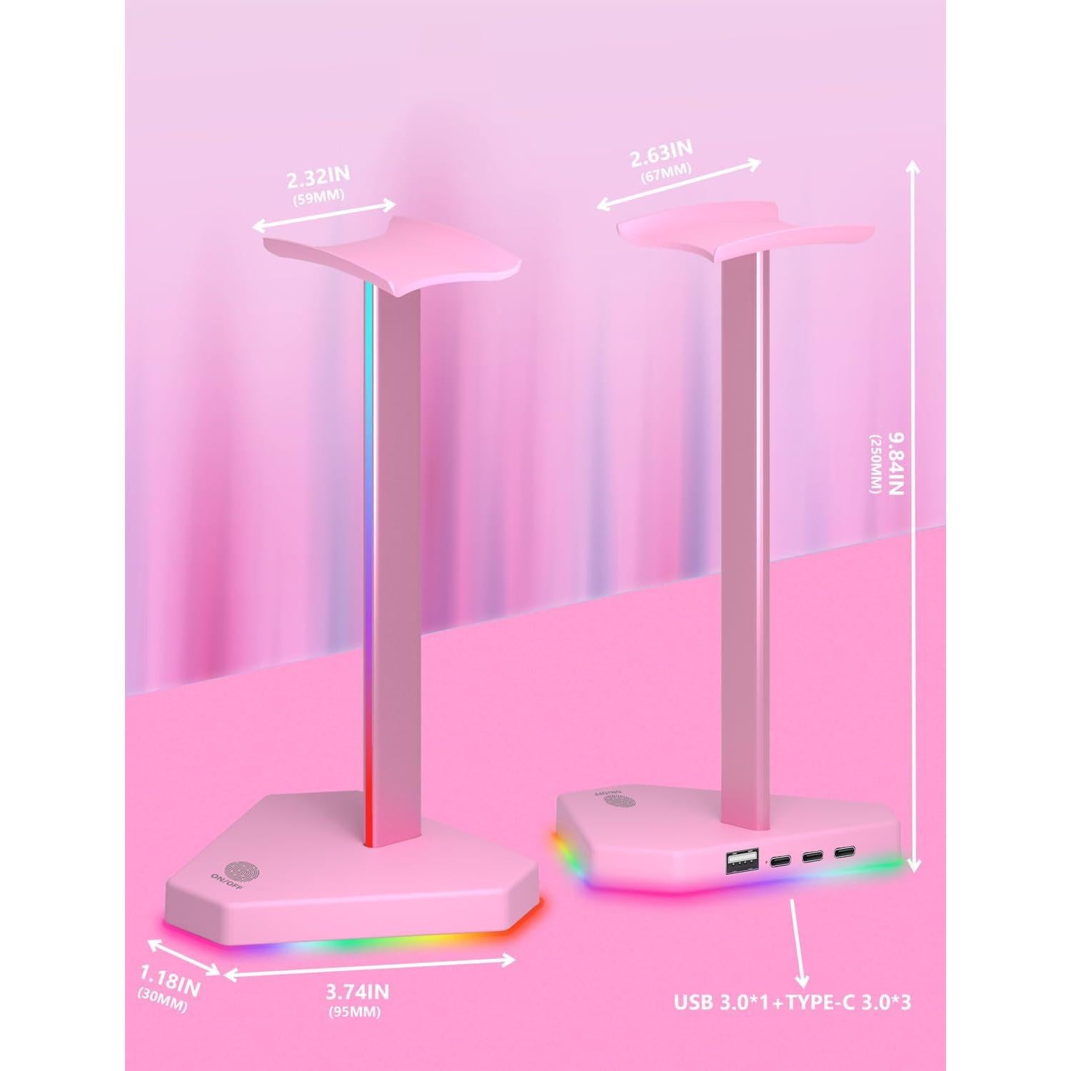 Soporte para Auriculares RGB Dongguan HS01 con 1 USB-C y 3 Tipo-C