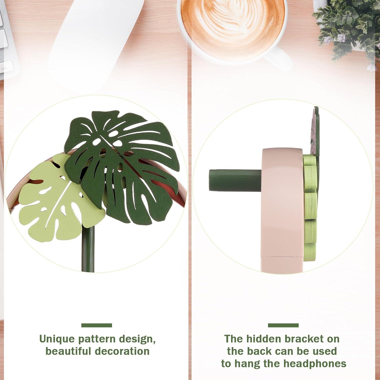 Soporte de Auriculares Yookeer Monstera de Madera 25x12cm