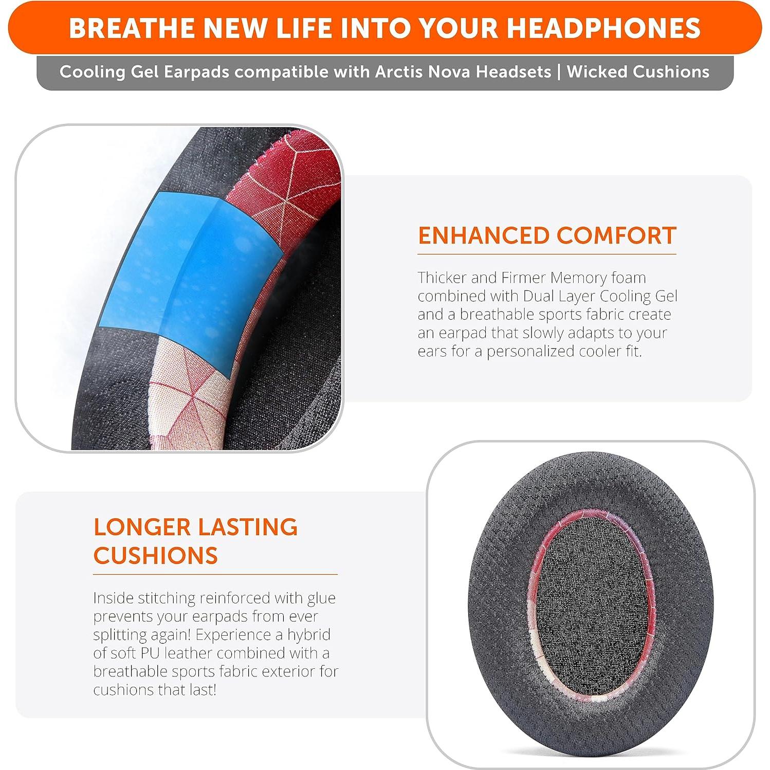 Almohadillas de Gel Enfriamiento Wicked Cushions para Arctis Nova