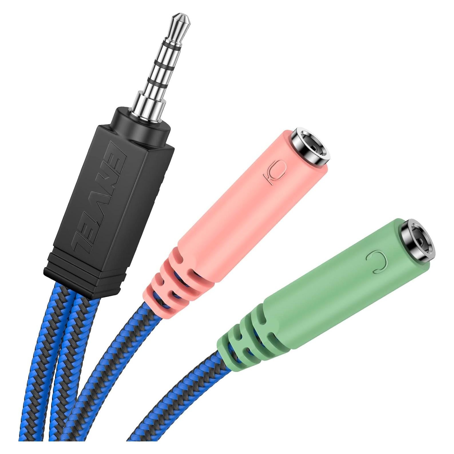 Adaptador de Auriculares ENVEL 3.5mm TRRS a 2 Hembra Micrófono