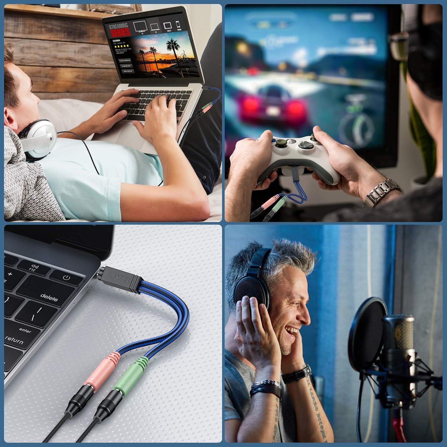 Adaptador de Auriculares ENVEL 3.5mm TRRS a 2 Hembra Micrófono