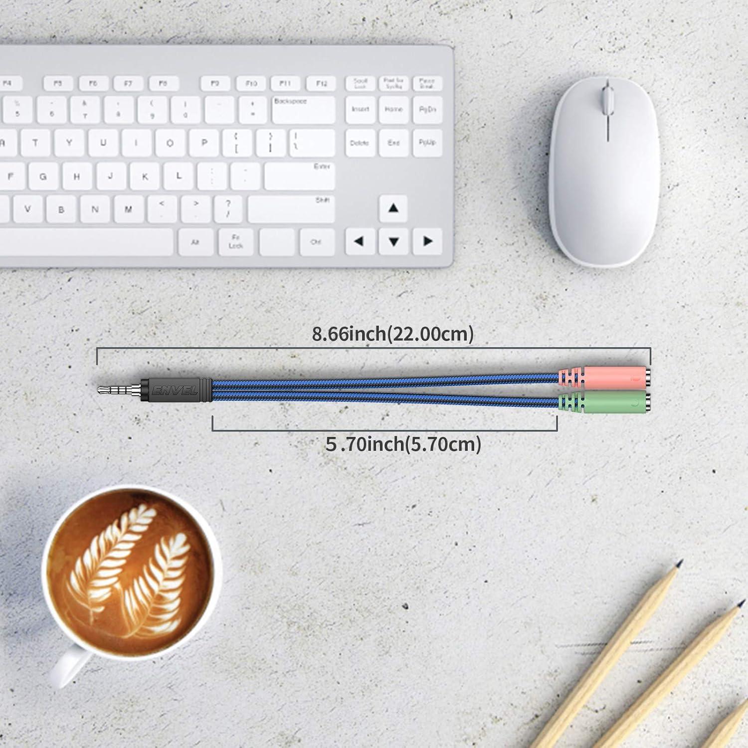 Adaptador de Auriculares ENVEL 3.5mm TRRS a 2 Hembra Micrófono