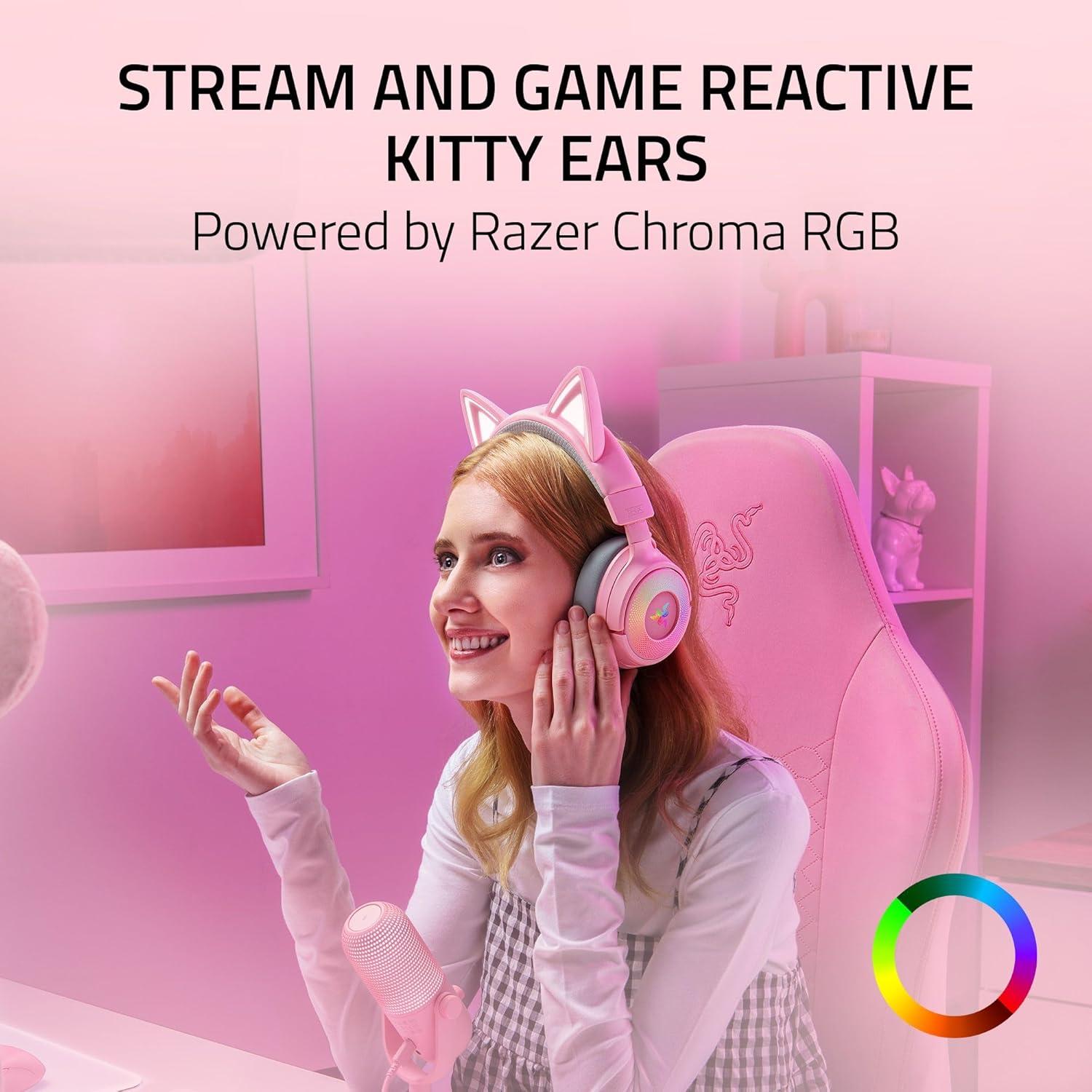 Auriculares Gaming Inalámbricos Razer Kraken Kitty V3 Pro Rosa