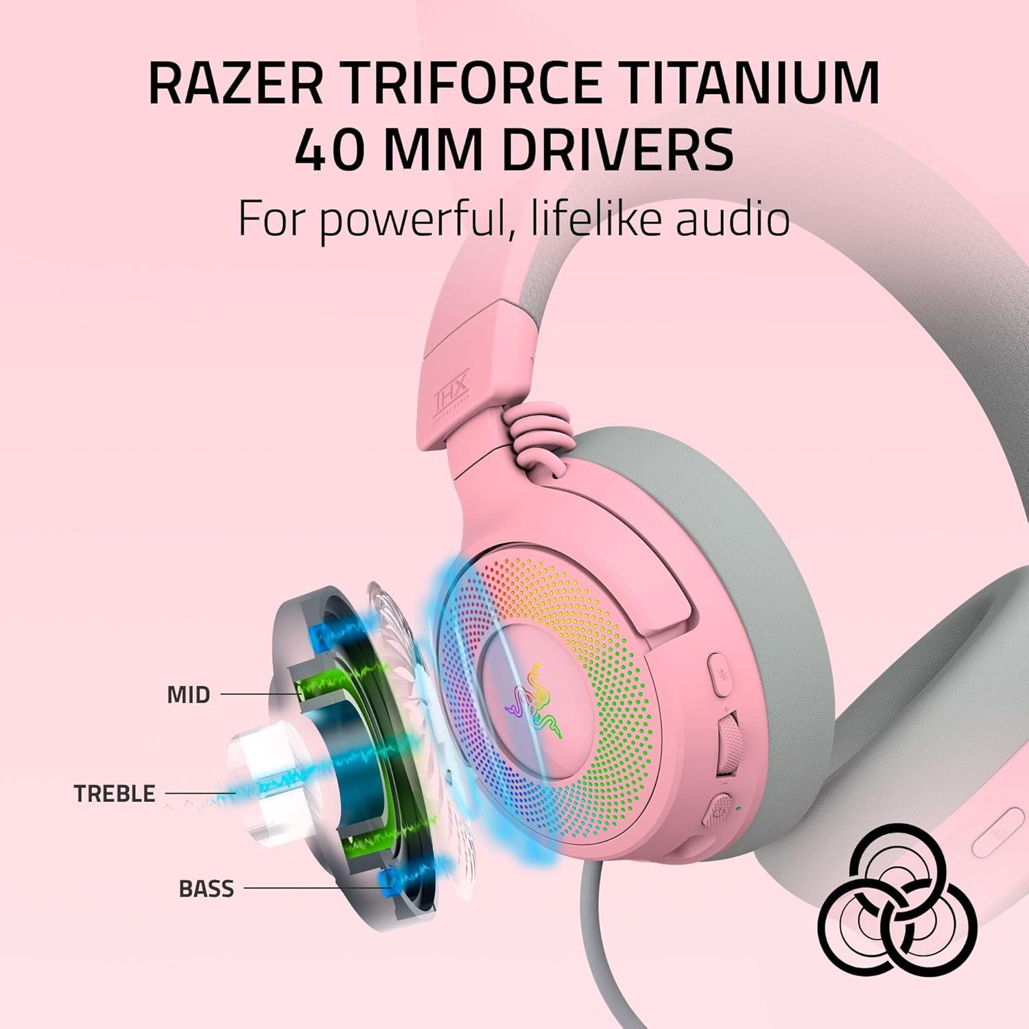 Auriculares Gaming Inalámbricos Razer Kraken Kitty V3 Pro Rosa