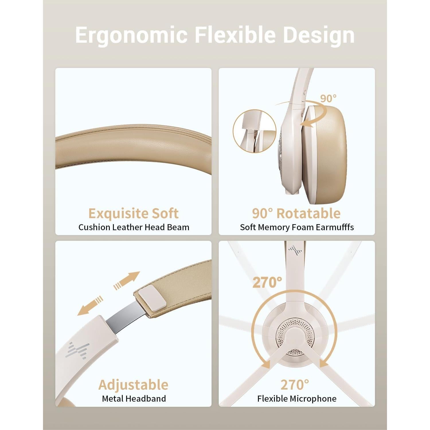 Auriculares Inalámbricos JIAMQISHI EH02 con Micrófono y Cancelación de Ruido