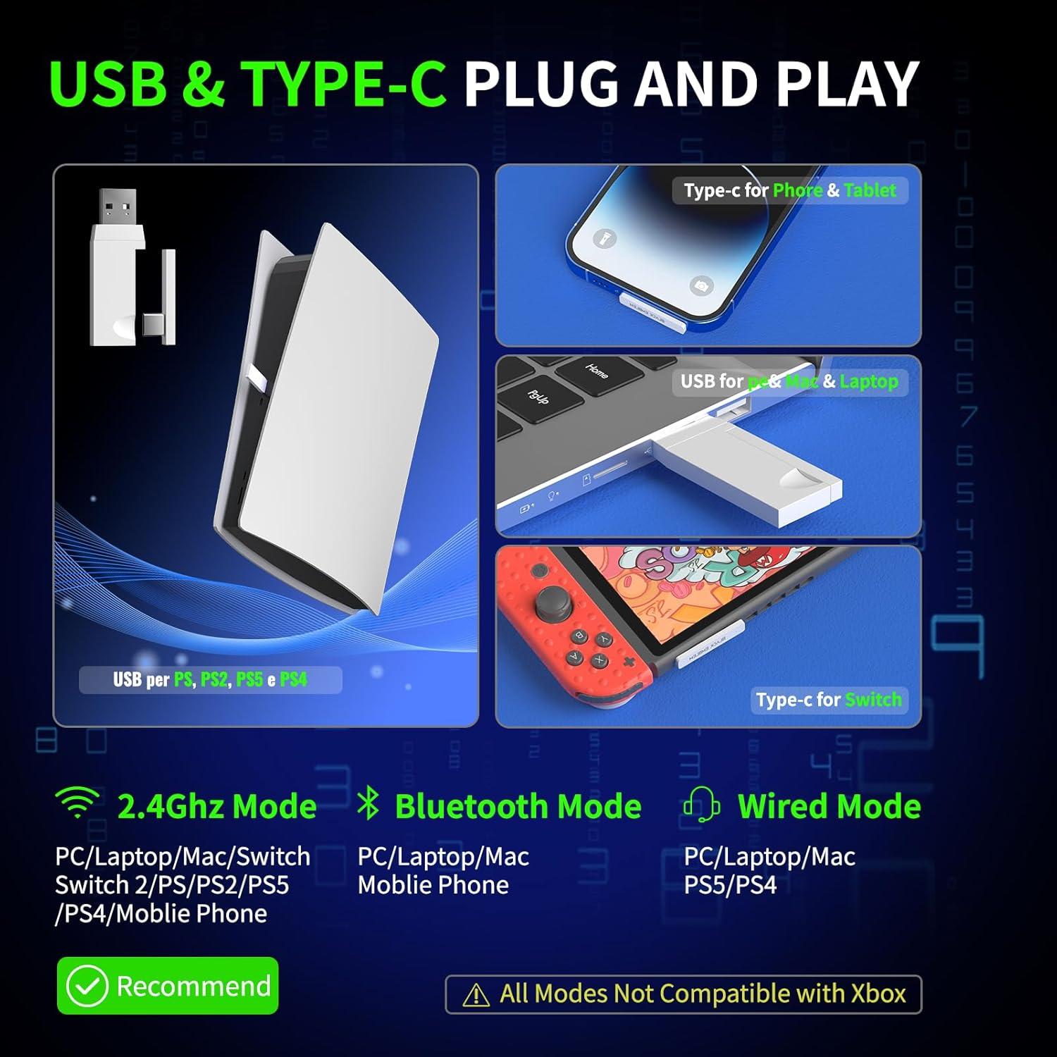 Auriculares Gaming Inalámbricos Black Emblem X2, 50H, Bluetooth 5.4