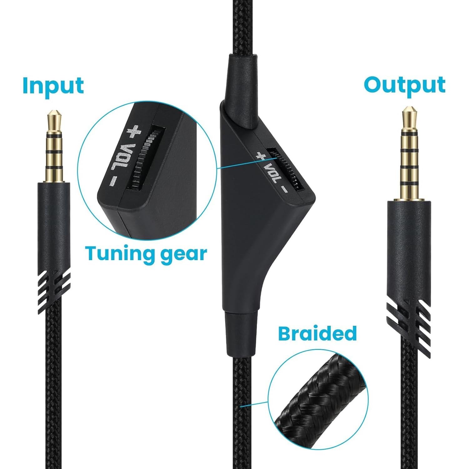Cable de Reemplazo para Auriculares Astro A40 A10 2m con Control de Volumen