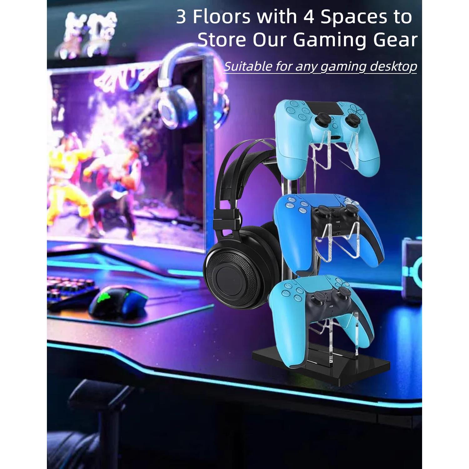 Soporte de Controlador y Auriculares MOKUYOBY 3 Niveles Acrílico Negro