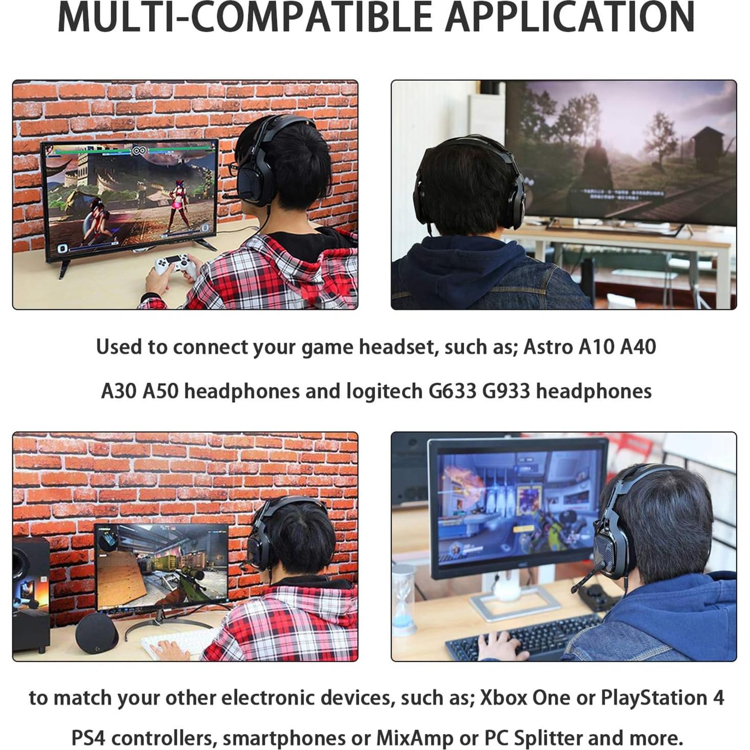 Cable de Audio JAINTA 2m para Auriculares Astro A10 A40 PS4