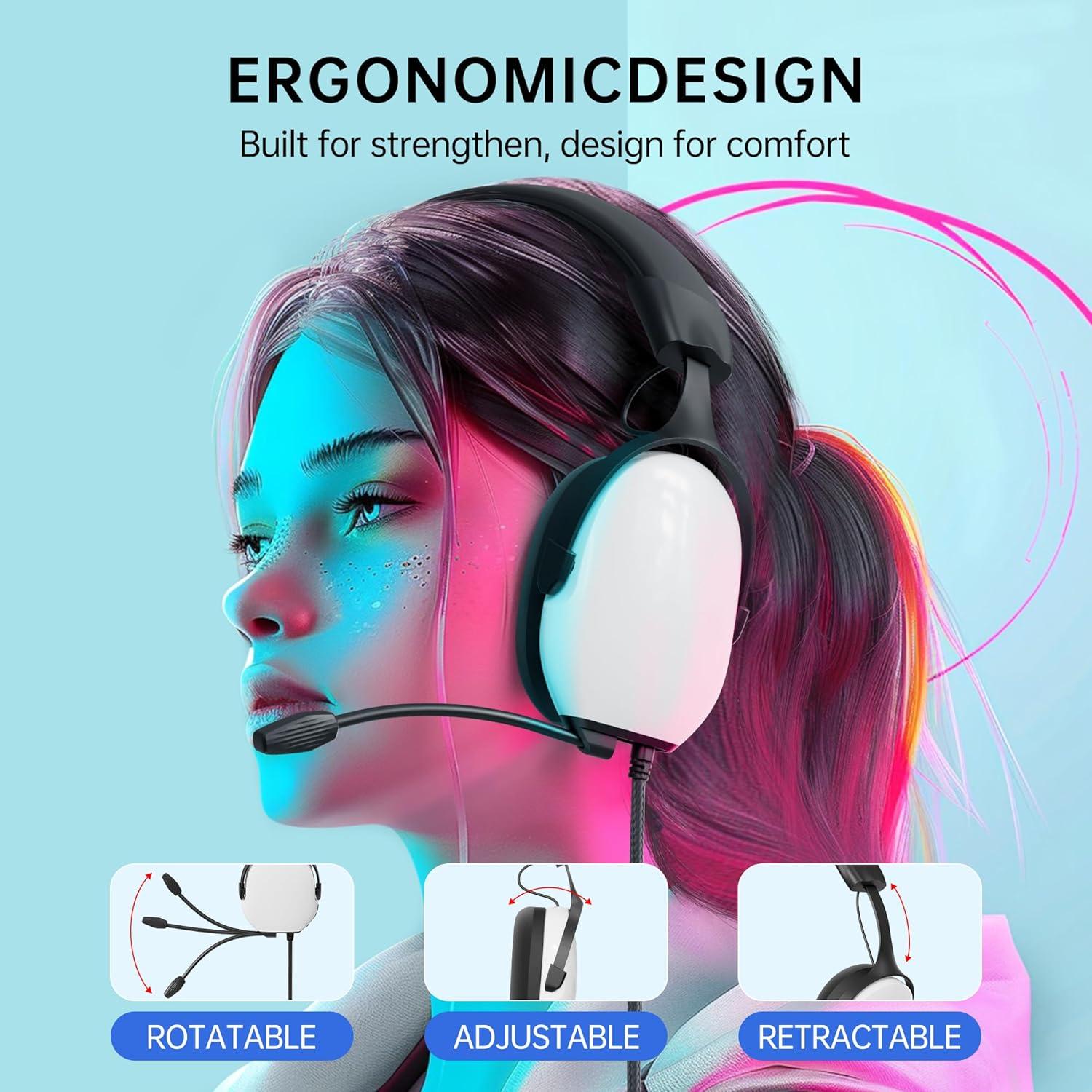 Auriculares para Juegos K80 CASLSI 7.1 con Micrófono Blanco