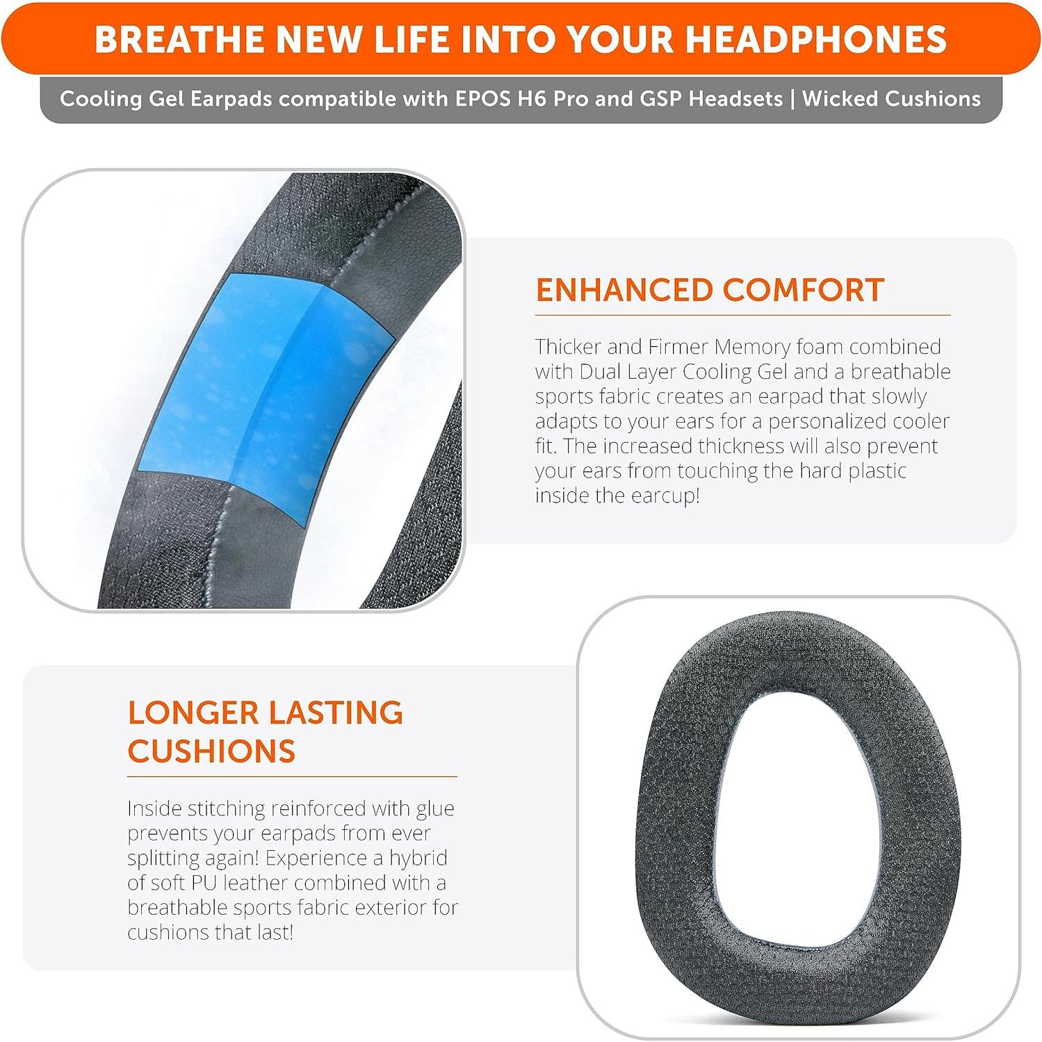 Almohadillas de Gel Refrigerante Wicked Cushions para EPOS H6 Pro