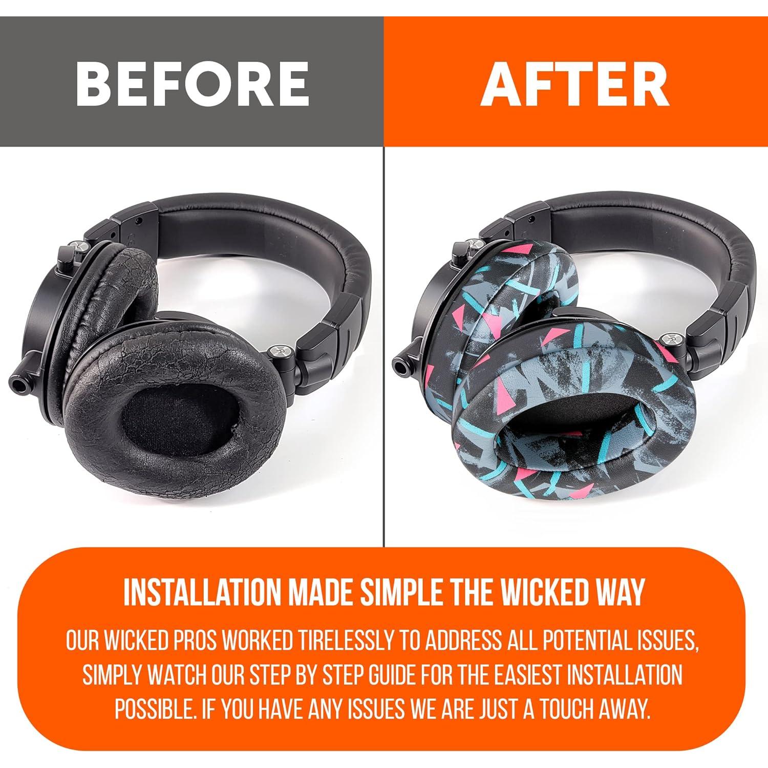 Almohadillas de oído Wicked Cushions para ATH M50X y más - Negro