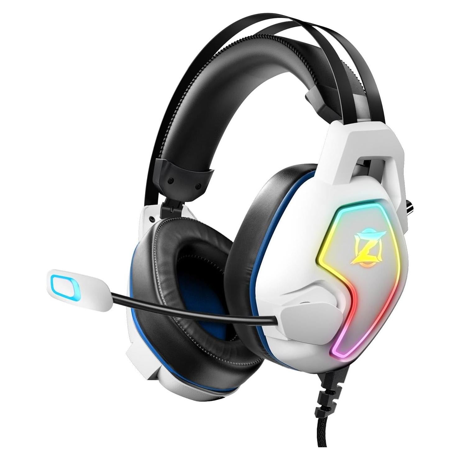 Auriculares Gaming Ozeino ZW2 Blanco con Micrófono y Luz RGB