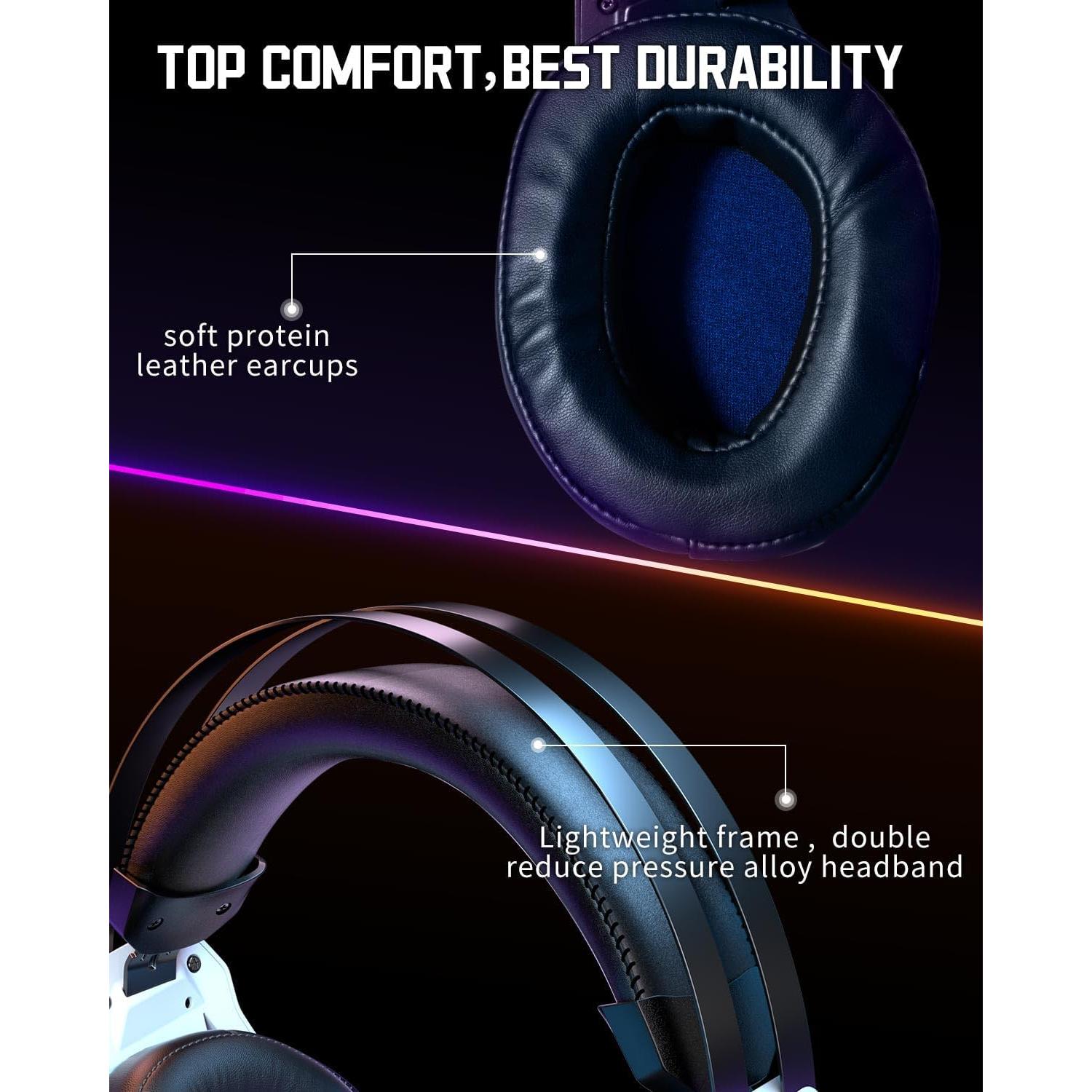 Auriculares Gaming Ozeino ZW2 Blanco con Micrófono y Luz RGB