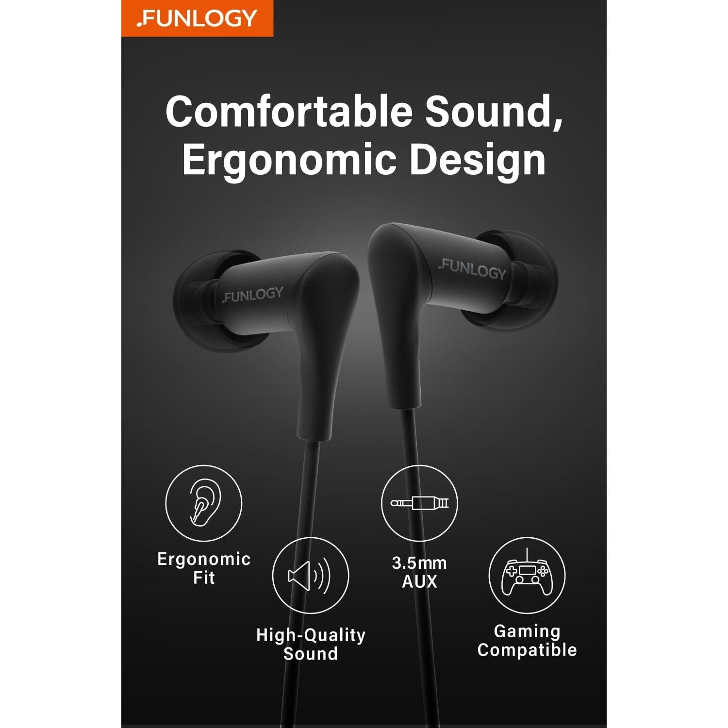 Auriculares Intrauditivos FUNLOGY FL6FW con Conector 3.5mm - Negro