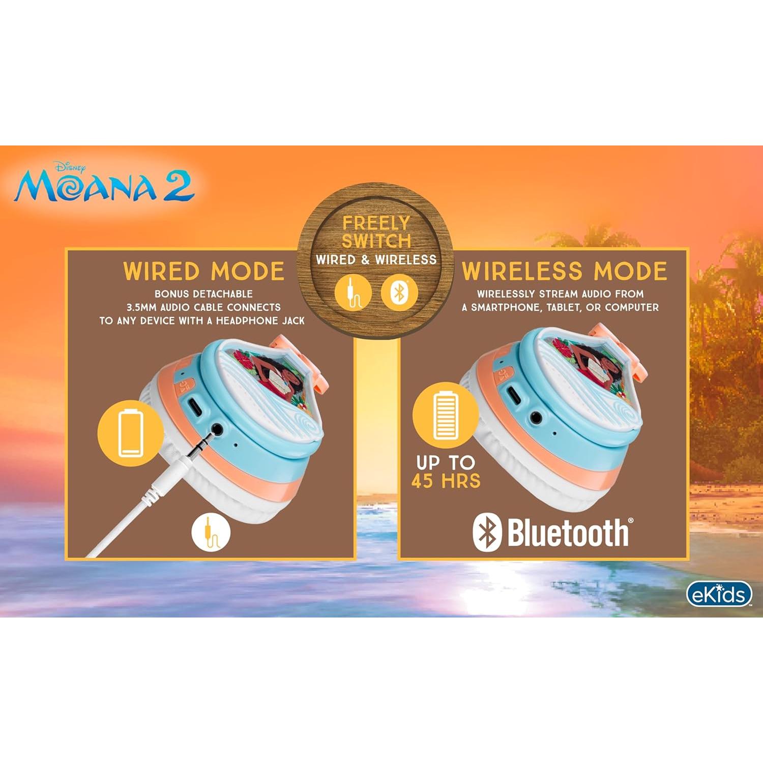 Auriculares Bluetooth Moana KIDdesigns para Niños 45h